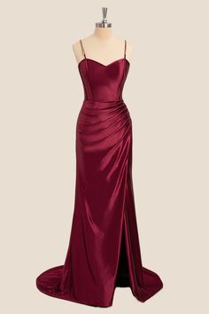 Mermaid Straps Wine Red Long Formal Dress for Wedding Guests - MyChicDress Formal Dress For Wedding, Formal Dress For Wedding Guest, Formal Dress Wedding, Black Lace Formal Dress, Black Lace Evening Dress, Red Lace Prom Dress, Burgundy Homecoming Dresses, Mermaid Prom Dresses Lace, Wine Red Color