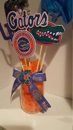 florida gators cupcake toppers in a jar