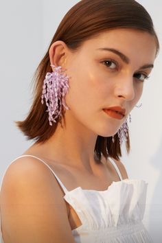 Dazzle with diamantes! These stunning earrings feature a statement diamante design. Wear them to elevate an evening look. Occasion:Party/Office/Casual/Gifts Weight: 40g Lavender Diamond, Flower Cascade, Evening Look, Ribbed Mini Dress, Glamorous Style, Crystal Flower, Stunning Earrings, Office Casual, Matching Earrings