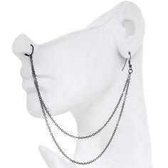 20 Gauge (.8mm), 5/16"(8mm), 7" Black Plated Chain , Fishhook Earring for Pierced Ear, Anodized over 316L Surgcial Grade Stainless Steel nose hoop, Handmade in the USA Be ready to pillage and plunder with this black-plated ear to nose chain. 20 gauge 5/16" anodized over surgical steel nose hoop with black plated 7" chain for pierced ear and nose. Black Metal Body Jewelry With Adjustable Chain, Gothic Black Body Jewelry With Adjustable Chain, Adjustable Black Metal Piercings, Ear To Nose Chain, Nose Chain, Nostril Piercing, Alt Aesthetic, Gothic Costume, Cool Ear Piercings