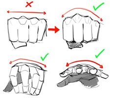 how to draw an arm and hand from the perspective of someone's head, with three different angles