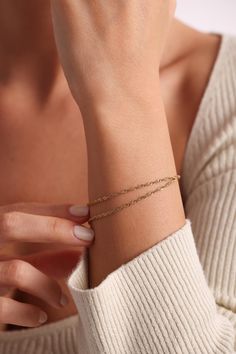 **WELCOME TO GoldenSmithJewelry** ♥ Discover the elegance of our Duo Bead Chain Bracelet, the perfect gift for wife, mom, girlfriend, fiancée, aunt,  grandma, birthday, and special occasions like Christmas and Mother's Day. Our jewelries are also available in silver, rose gold offering a unique and stylish touch for anyone who loves dainty jewelry. **DETAILS** **Material  Solid Sterling Silver 925 **Finish Options - Sterling Silver 925 - Gold Filled - Rose Gold Filled All raw materials are sourc Elegant Bracelet For Friendship, Gold Double Strand Beaded Bracelet Gift, Gold Double Strand Beaded Bracelet For Gift, Delicate Chain Bracelet For Friendship, Elegant Bracelet With Satellite Chain As Gift, Delicate Chain Bracelets As Gift, Elegant Chain Bracelets For Jewelry Making, Dainty Everyday Jewelry With Bracelet Strap, Delicate Chain Bracelet Gift