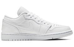 This Air Jordan 1 Low "Triple White" is built completely from smooth leather and has three hits of tonal branding – a Jumpman on the tongue, a Swoosh on the sidewall, and a Wings logo on the heel. Overlays are crafted with textural tumbling all across, even along with the swoosh. Classic Sneakers With Padded Tongue For Sports, Classic Leather Sneakers With Padded Tongue, Classic White Sneakers With Padded Tongue, Jordan 1 Low Triple White, Air Jordan 1 Low White, Wmns Air Jordan 1, Vapour Max Nike, Air Jordans Women, Nike Sacai