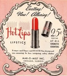 an advertisement for lipstick from the 1950's