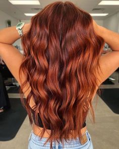 Turn up the heat with bright sizzling style? Check out this hair dye and show off your fiery personality. Copper Balayage With Bangs, Dark Red Copper Hair Color, Women’s Hair Color, Brunette To Red Hair Balayage, Auburn Copper Hair Balayage, Dimensional Red Hair Copper, Red Summer Hair, Red And Copper Hair