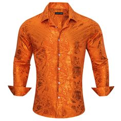 Floral Fire Orange Men's Silk Shirt rust orange mens shirt Christmas Dances, Buttoned Down Shirt, Autumn Winter Fashion Casual, Suit For Wedding, Fire Orange, Musical Band, Button Down Dress, Black Shirt Dress, Classic Dress