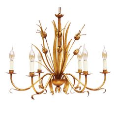 a chandelier with five candles and one light