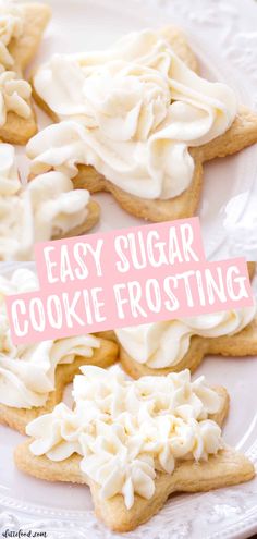 easy sugar cookie frosting recipe on a white plate