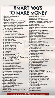 a poster with the words 100 smart ways to make money on it's side