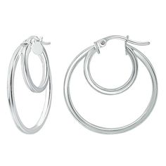 Complement your favorite looks with these Aleure Precioso double hoop round earrings. Complement your favorite looks with these Aleure Precioso double hoop round earrings.Click on this JEWELRY & WATCHES GUIDE to learn about fit, styles, materials and more! Diameter: 25 mm Backings: click-it Metal: sterling silver Plating: 18k gold flash plated, sterling silver Finish: polished Packaging: pouch Nickel free Size: One Size. Color: Silver Tone. Gender: female. Age Group: adult. Nickel-free Anniversary Hoop Earrings, Modern Round Huggie Earrings With Ear Wire, Sterling Silver Round Wrap Earrings, Modern Hypoallergenic Round Wrap Earrings, Modern Circular Hoop Earrings For Anniversary, Modern Hoop Earrings For Anniversary, Modern Circle Hoop Earrings For Anniversary, Modern Anniversary Hoop Earrings, Packaging Pouch