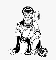 Hanuman Hd Drawing, Hanuman Ji Black And White, Hanu Man Ji, Hanuman Black And White, Hanuman Png Hd, Hanuman Ji Png, Hanuman Clipart, Bajrangbali Tattoo, Hanuman Black