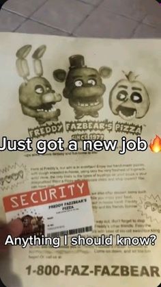 someone holding up a fake job card with the caption, just got a new job security anything i should know?