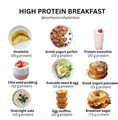 How To Start Eating Healthy For Beginners, Foods With Lots Of Protein, Breakfast To Gain Weight Meals, Breakfast For Period, High Protein High Carb Breakfast, Preworkout Food Morning, Foods For Weight Losing, Healthy Food Lunch Ideas, High Volume High Protein Meals