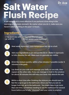 A salt water flush is the safest, easiest way to cleanse the colon and detox the body. Here's how to perform one and a salt water flush recipe to try. #bodyneedswater Salt Water Flush Recipe, Salt Water Flush, Colon Cleanse Recipe, Master Cleanse, Kidney Cleanse, Natural Colon Cleanse, Detox Program