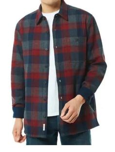 Elevate your wardrobe with this stylish Weatherproof Vintage men's flannel fleece shirt in a vibrant red hue. The long sleeve button-up shirt is made from high-quality flannel fabric, providing warmth and comfort. The shirt features a plaid pattern that complements the red color and adds a classic touch to the overall look. The shirt is designed for the modern man and is available in size Large. It is perfect for casual outings and can be paired with jeans or chinos. The closure is through buttons, and the shirt has a regular size type. The brand is Weatherproof, and the fabric type is flannel. Buy this shirt today and upgrade your wardrobe! Winter Shirt With Button Closure, Winter Streetwear Shirt With Button Closure, Red Shirt With Casual Collar For Fall, Casual Long Sleeve Winter Flannel Shirt, Winter Long Sleeve Flannel Shirt, Collared Flannel Shirt For Winter Streetwear, Red Winter Shirt For Streetwear, Winter Streetwear Collared Flannel Shirt, Red Long Sleeve Winter Shirt