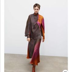 Skirt Only Multicolor Long Skirt For Fall, Fall Asymmetrical Lined Skirt Dress, Elegant Multicolor Fall Skirt, Multicolor Flared Skirt For Fall, Multicolor Skirt For Workwear In Fall, Chic Multicolor Skirt By Zara, Chic Multicolor Skirt For Fall, Chic Multicolor Zara Skirt, Chic Multicolor Fall Skirt