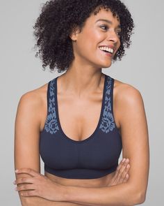 Why you’ll love it: Who says a sport bra can't be pretty? This supportive style features a feminine floral on the straps and keyhole back, as well as a lattice print on the sides for added flair. Comfortable style with Soma Intimates. Details Low to medium impact support. Wicking and anti-odor fabric. Wicking underband for no under-breast sweat Back smoothing with hook-and-eye closure. Seamless for smooth layering. Unlined; wire-free. Removable pads for added coverage. 65% polyester 24% nylon 11 Perfect Bra Fit, Soma Intimates, The Vanishing, Perfect Bra, Comfortable Style, Racerback Bra, Swim Skirt, Under Dress, Swim Fashion