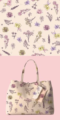 Floral pattern design for a handbag with neutral colors and pastels. Design by bananodromo. | #floral #watercolor #floralpattern #handbag #purse Watercolor Floral Pattern, Floral Pattern Design, Men Looks, Handbag Purse, Watercolor Floral, Hottest Trends