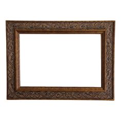 an ornate wooden frame on a white background with clipping for text or image photo