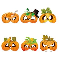 pumpkins with different faces and eyes on them