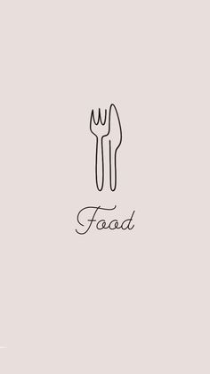 a fork and knife with the word food on it