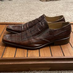 Italian Leather Dress Shoes. So Badass That No One With F**K With You If You Wear Them. Size Eu 43/ Us 9.5/10 Leather Square Toe Dress Shoes, Leather Dress Shoes With Square Toe, Brown Square Toe Leather Formal Shoes, Brown Square Toe Leather Shoes For Formal Occasions, Brown Square Toe Leather Shoes For Formal, Italian Leather Shoes, Leather Dress Shoes, Shoes Color, Leather Dress