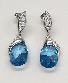 Luxury Silver Topaz Earrings, Elegant Sapphire-colored Topaz Earrings, Elegant Nickel-free Blue Topaz Earrings, Blue Topaz Multi-stone Earrings, Luxury Multi-stone Blue Topaz Earrings, Gorgeous Christmas, Etsy Earrings Dangle, Vintage Sterling Silver, Blue Topaz