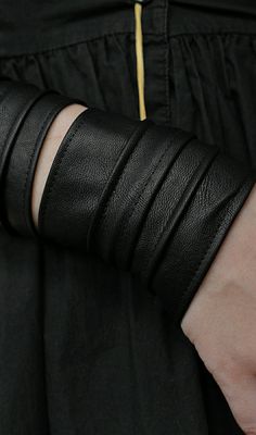 Soft and stretch black vegan leather, reinforced stitching. Excellent for stacking or on its own Black Leather Wrist Strap Bracelet For Party, Edgy Black Cuff Bracelet, Black Leather Cuff Bracelet For Party, Black Cuff Leather Bracelet For Party, Edgy Accessories Jewelry, Edgy Accessories, Arm Cuff, Neutral Design, Avant Garde Fashion