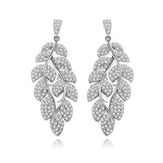 Material: Copper, Rhodium Plated, Cubic ZirconiaSize: 4.3cm by 1.6cm Weight: 8.7gDesign: Crystal Leaves on a Branch Drop Dangle Statement EarringsColor: White, Silver Travel Inspired Jewelry, Gold Overlay, Statement Drop Earrings, Chunky Necklace, Cluster Earrings, Silver Drop Earrings, Leaf Earrings, Necklace Earring Set, High Quality Jewelry