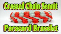 an orange and white paracord bracelet with the words crossed chain sinnet