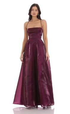 Sheen Fit and Flare Maxi Dress in Purple Deep Purple Prom Dress, Plum Prom Dress, Purple Dress Formal, Eggplant Purple Dress, Winter Ball Dresses, Dark Purple Dress, Purple Formal Dress, Flare Maxi Dress, Purple Long Dress