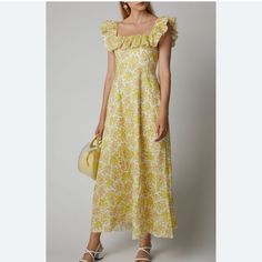 Brand New ! No Sign Of Wear ! Label Size 0 =Us Size 2 Ruffle Long Dress, No Sign, Yellow Floral, Label Sizes, Long Dress, Size 2, Womens Dresses, Brand New, Women Shopping