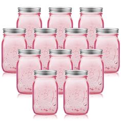 PRICES MAY VARY. What's Contained in the Package: you will get 12 pieces of mason color jars in mainly pink, classic and stylish, enough quantities to meet your daily using and replacing needs, or you can share them with your neighbors and family members Proper Capacity to Use: each of these canning jars has a capacity of 32 oz, allowing you to store various food and spices, such as nuts, candies, and beans; Please do not put too hot or cold water into it Safe to Apply: mason color jars are main Mason Jars Pink Flowers, Vintage Mason Jar Gifts, Fun Mason Jar Centerpieces, Pink White Gold Centerpieces Mason Jars, Mason Jar Gifts For Women Birthday, Pink And Gold Mason Jars, Mason Jar Gifts For Baby Shower, Mason Jar Gifts For Granmda, Creative Gifts Using Pint Jars