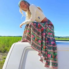 Cassidie Boho Floral Prints Maxi Skirt