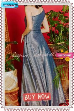 Talk Of The Party Metallic Pocketed One Shoulder Maxi Dress One Shoulder, Best Deals, Maxi Dress