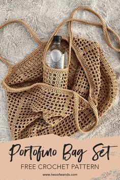 a crocheted bag with the text, free crochet pattern on it