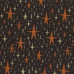 a black background with orange and white stars