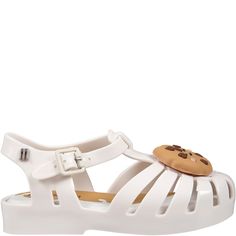 Color: White White scented sandals, with rubber sole and soft insole, velcro closure. They are embellished with cookie applied on the front and with metal logo on the side. 100% PVC. White Non-slip Flat Jelly Sandals, Non-slip White Flat Jelly Sandals, Playful Non-slip White Sandals, Playful White Non-slip Sandals, Playful White Flat Sandals, White Adjustable Jelly Sandals With Round Toe, Playful White Synthetic Sandals, Playful White Closed Toe Sandals, Zegna Shoes