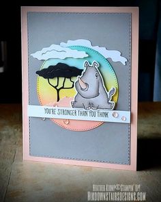 a card with an image of a hippo on it