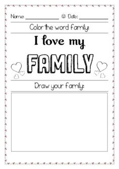 a coloring page with the words i love my family