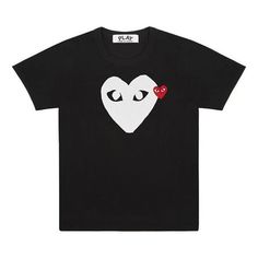 CDG Play Heart Printing Short Sleeve T-Shirt WMNS Black AZ-T115-051-1 (Women's/Short Sleeve/Kawakubo Rei/Gift Recommend) Trendy Black T-shirt With Heart Print, Black Trendy T-shirt With Heart Print, Casual Black T-shirt With Heart Shape, Black Heart-shaped Casual T-shirt, Black Casual Heart-shaped T-shirt, Casual Black Heart-shaped T-shirt, Black Crew Neck T-shirt With Heart Print, Black Short Sleeve T-shirt With Heart Print, Black Heart-shaped Graphic Tee