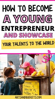 two children at a table with text overlaying how to become a young enterprise and showcase your talent to the world