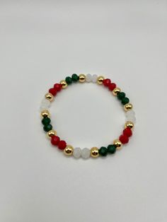 Christmas Bracelet Ideas Glass Beads, Christmas Bracelets Beaded, Xmas Bracelets, Christmas Bracelet Ideas, Christmas Beaded Bracelets, Winter Bracelet, Jewelry 2024, Stocking Stuffers For Her, Bracelets Patterns