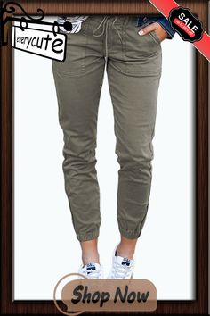 Green Slim Fit Pocketed Twill Jogger Pants Jogger Pants, Bottoms Pants, Slim Fit, Pants, Green, Trousers