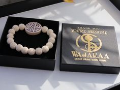 Free white Lava stone bracelet with a Pentagram. The pentagram is one of the oldest markings known to humankind. symbolic merchandise The Pentagram, Lava Stone Bracelet, Symbolic Jewelry