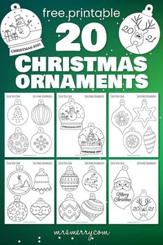 christmas ornament coloring pages for adults and children to print out on the table