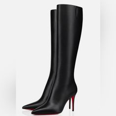 Brand New Authentic Christian Louboutin Black Boots! Super Cute And Stylish! Never Worn Before And Selling Because They Do Not Fit Me. Comes With Everything New In Box! Elegant Office Heeled Boots With 4-inch Heel, Formal Heeled Boots With Sculpted High Heel, Formal Heeled Boots With Padded High Heel, Elegant Pointed Toe Boots For Galas, Classic Black Heeled Boots With Sculpted Heel, Classic Black High Heeled Boots, Luxury Black Heeled Boots For Formal Occasions, Classic Black Heeled Boots For Evening, Formal Fitted Heeled Boots With Red Sole