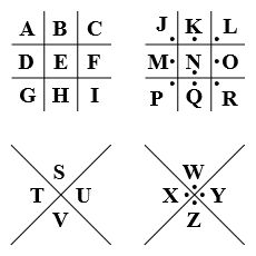 four different types of letters and numbers