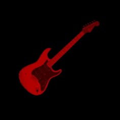 a red electric guitar on a black background