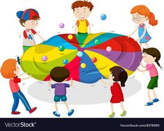 kids playing with an inflatable ball on a white backgroung background